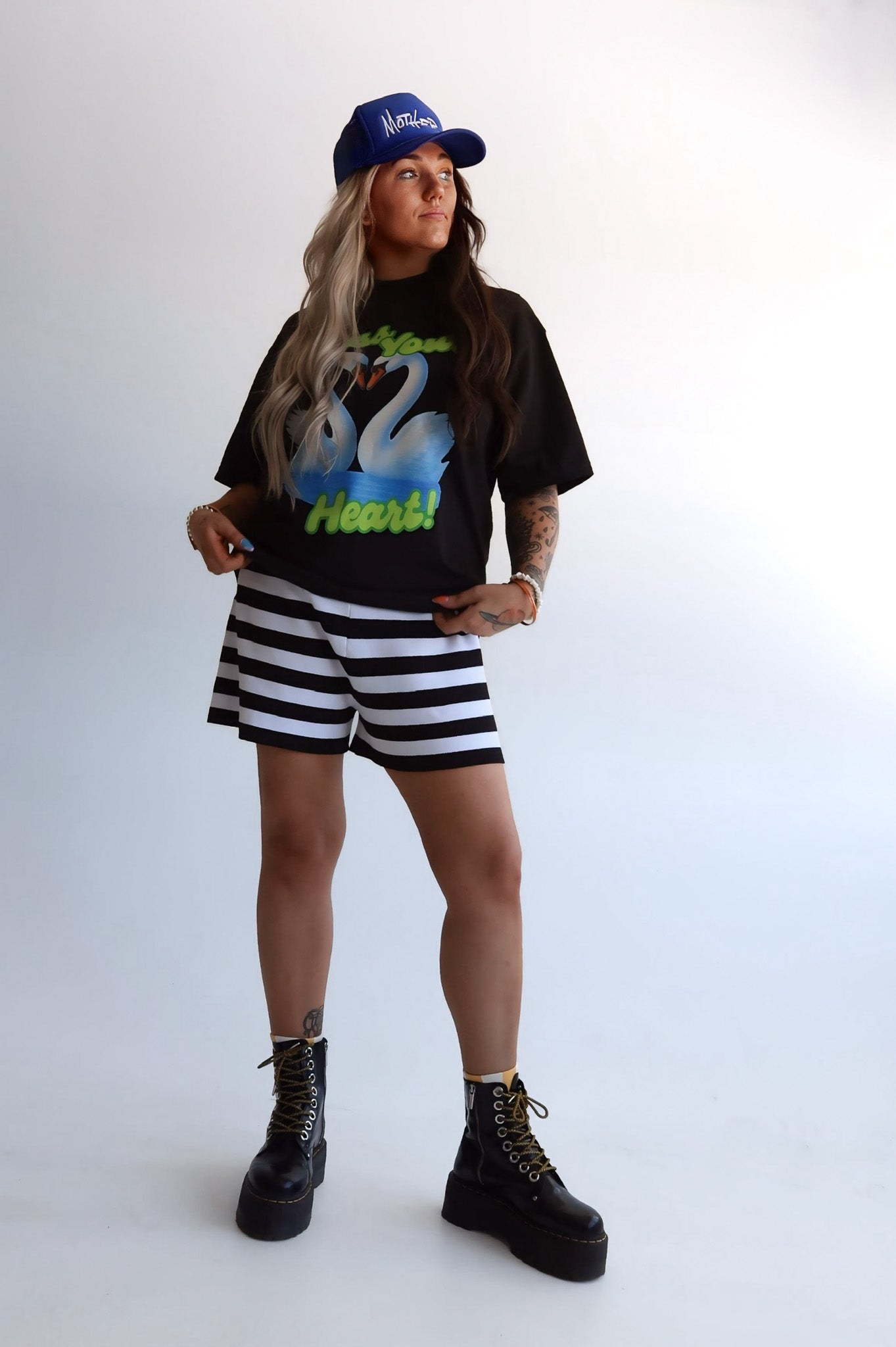 **PRE-ORDER: ships by 9/15** Monochrome Stripe Knit Shorts