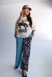 Zebra Split Plissé Pants