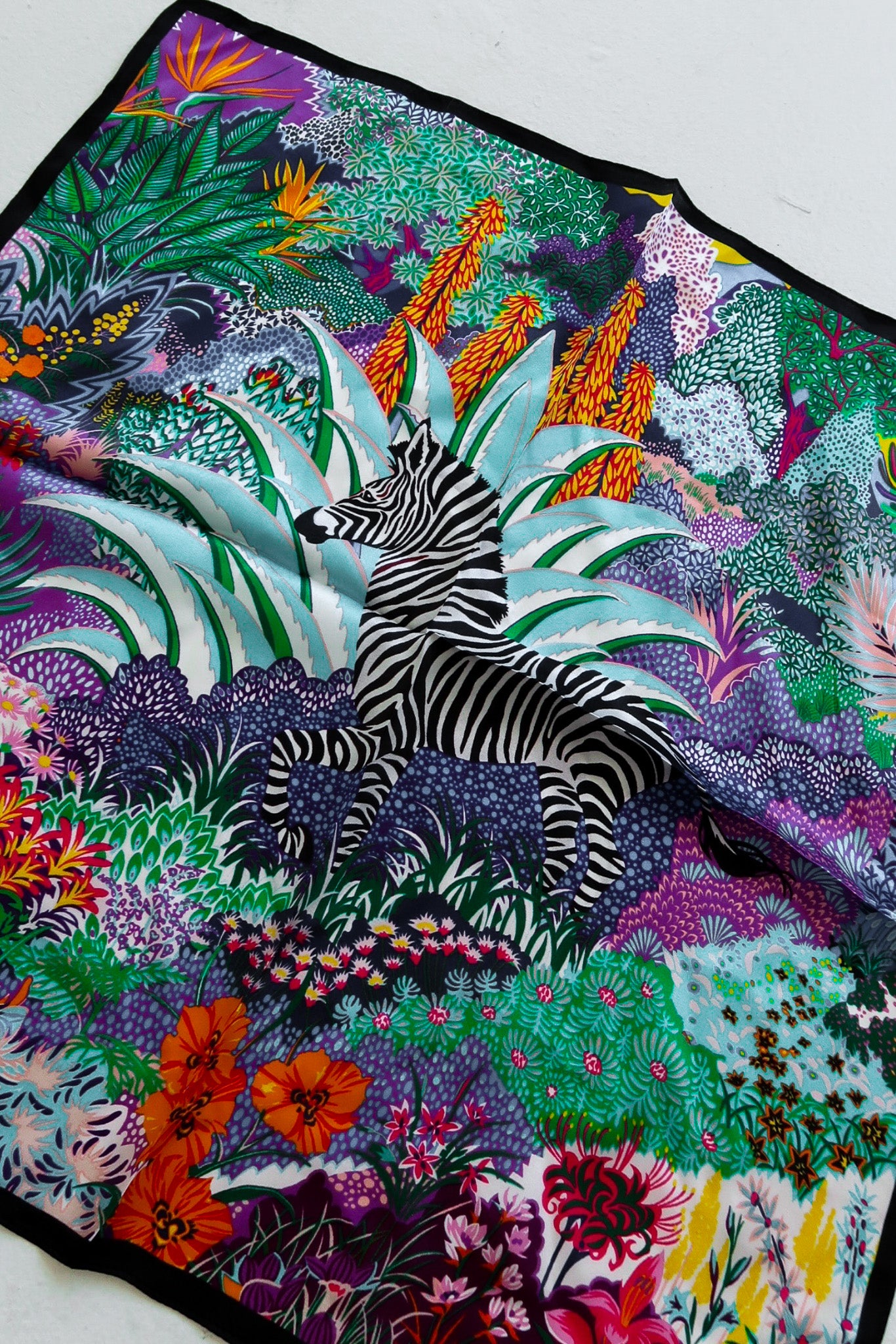 Zebra Floral Silk Scarf