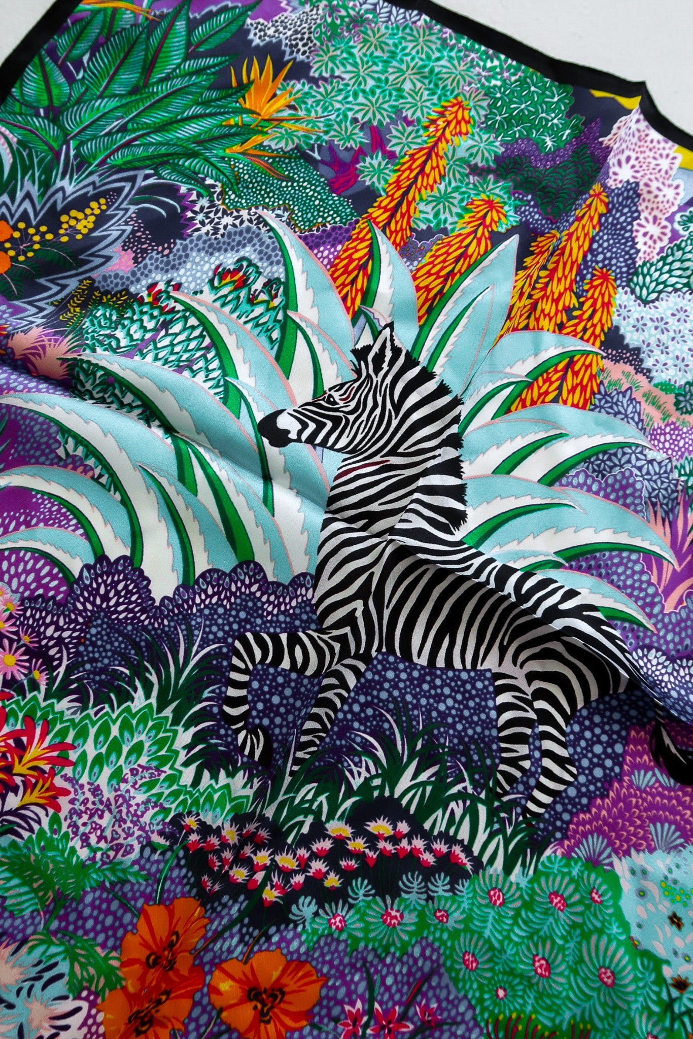 Zebra Floral Silk Scarf