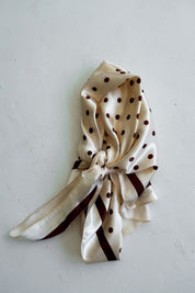 Cream Polka Dot Silk Scarf