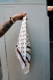 Cream Polka Dot Silk Scarf