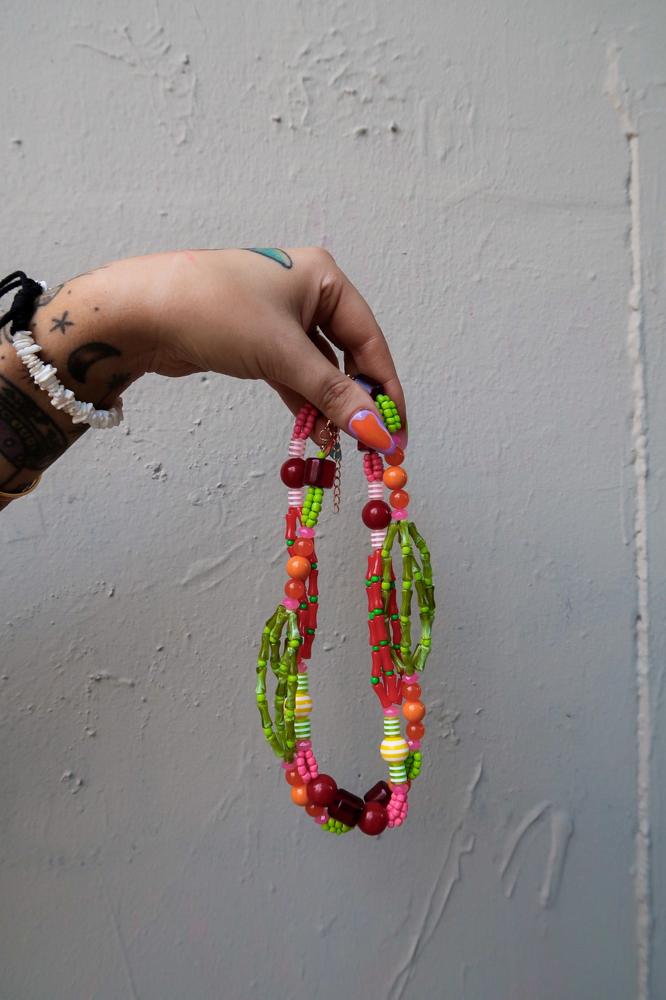 Multi Colored Beaded Layered Necklace