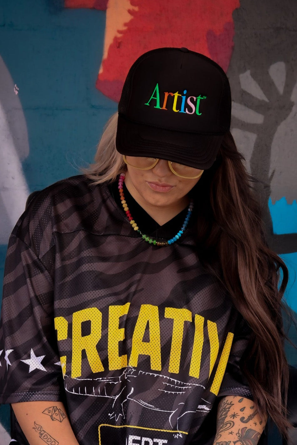 Artist Embroidered Black Trucker Hat