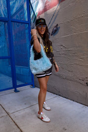 Fuzzy Blue Shoulder Bag
