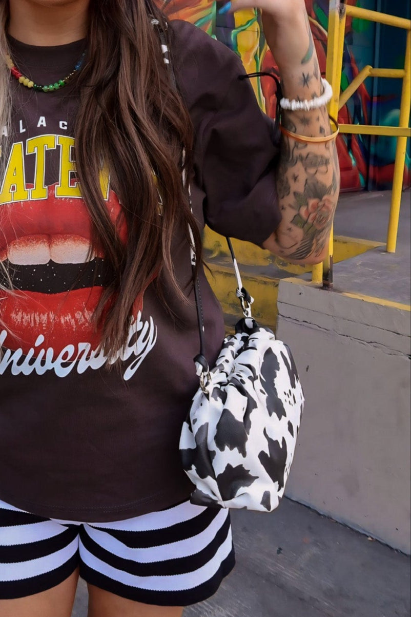 Iconic Cow Print Satchel Bag