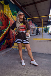 **PRE-ORDER: ships by 9/15** Monochrome Stripe Knit Shorts