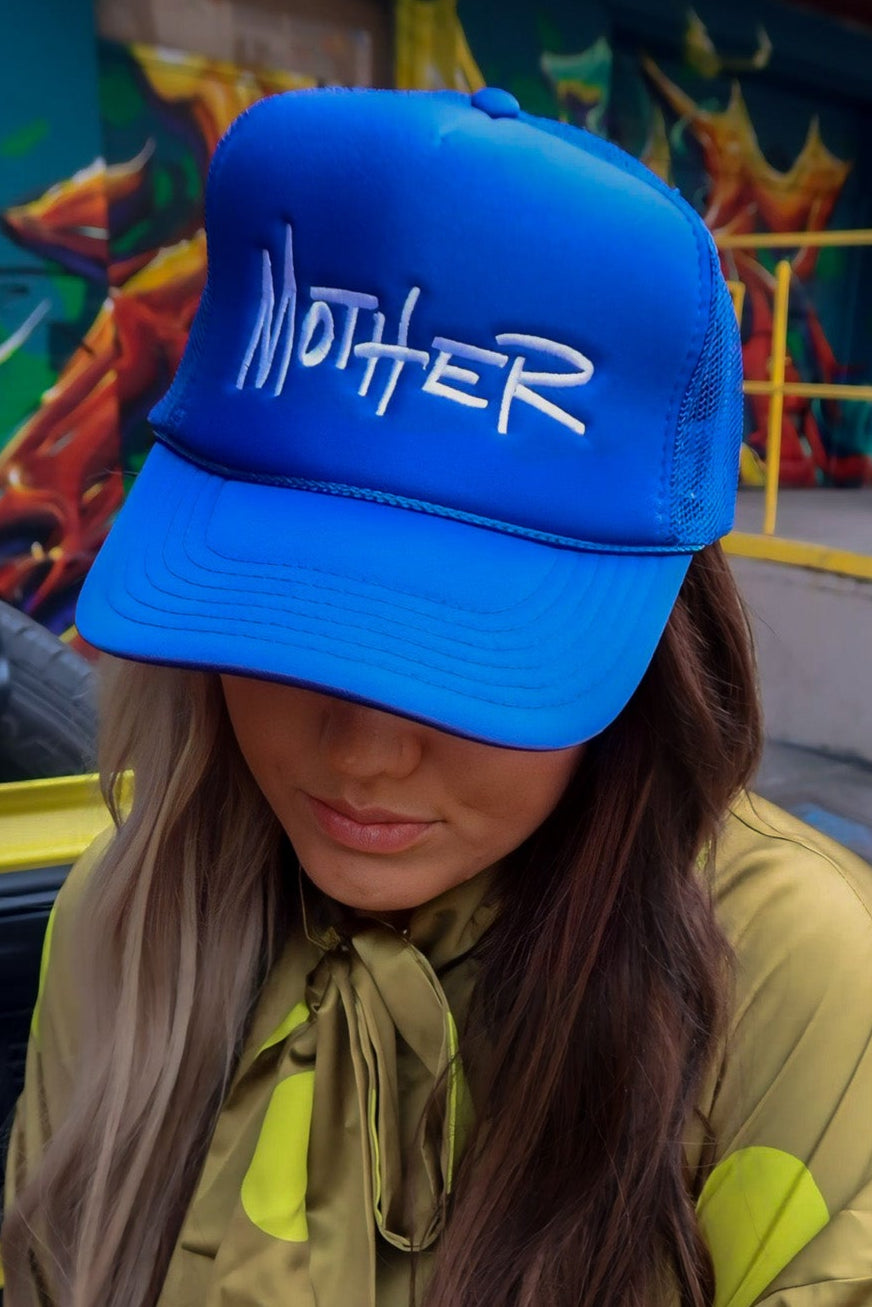Mother Blue Embroidered Trucker Hat
