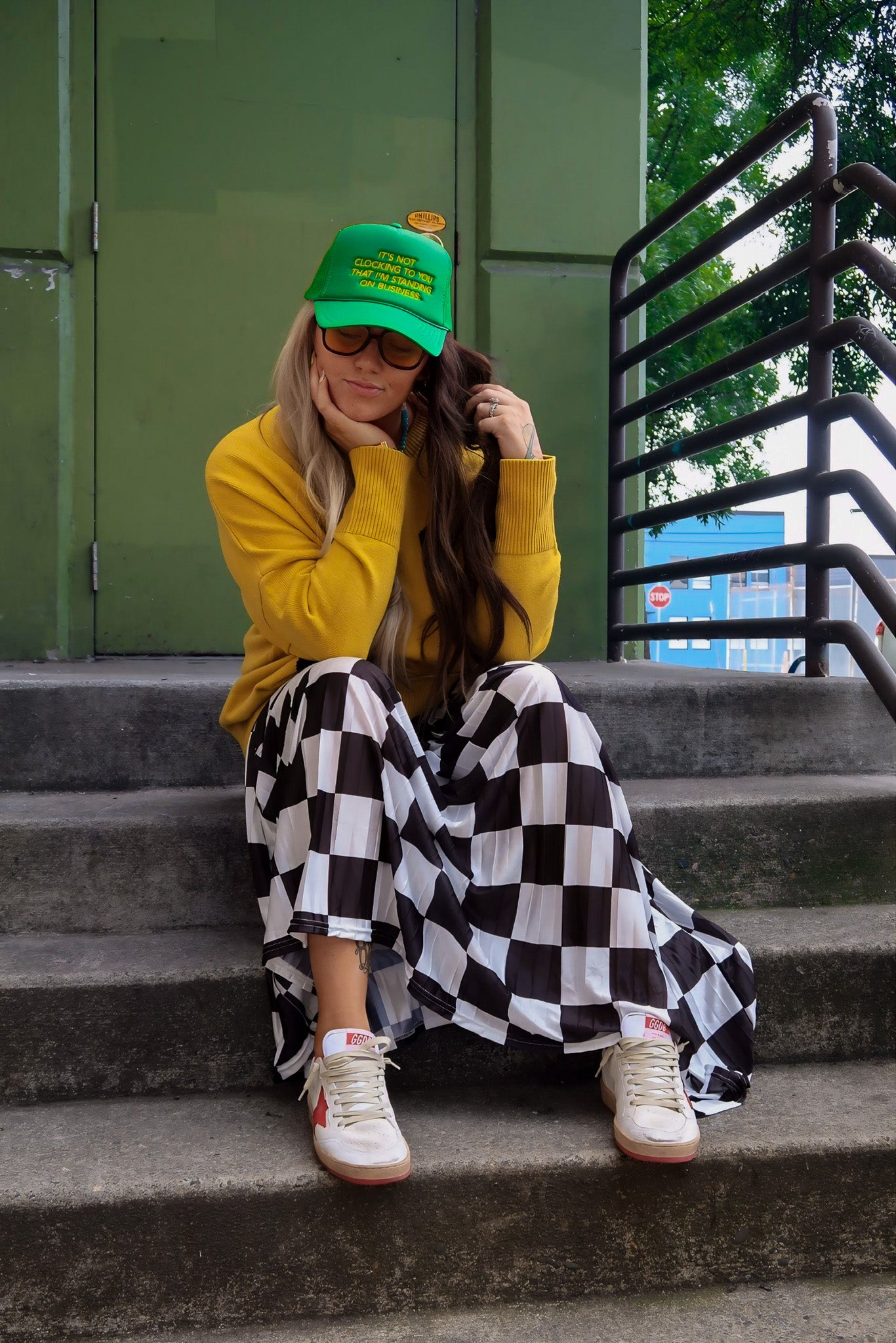 It's Not Clocking Embroidered Green Trucker Hat