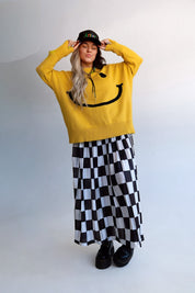 **PRE-ORDER: ships by 9/15** Victory Lap Checkered Maxi Pleated Skirt