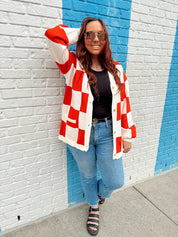 Retro Red Checkered Sweater