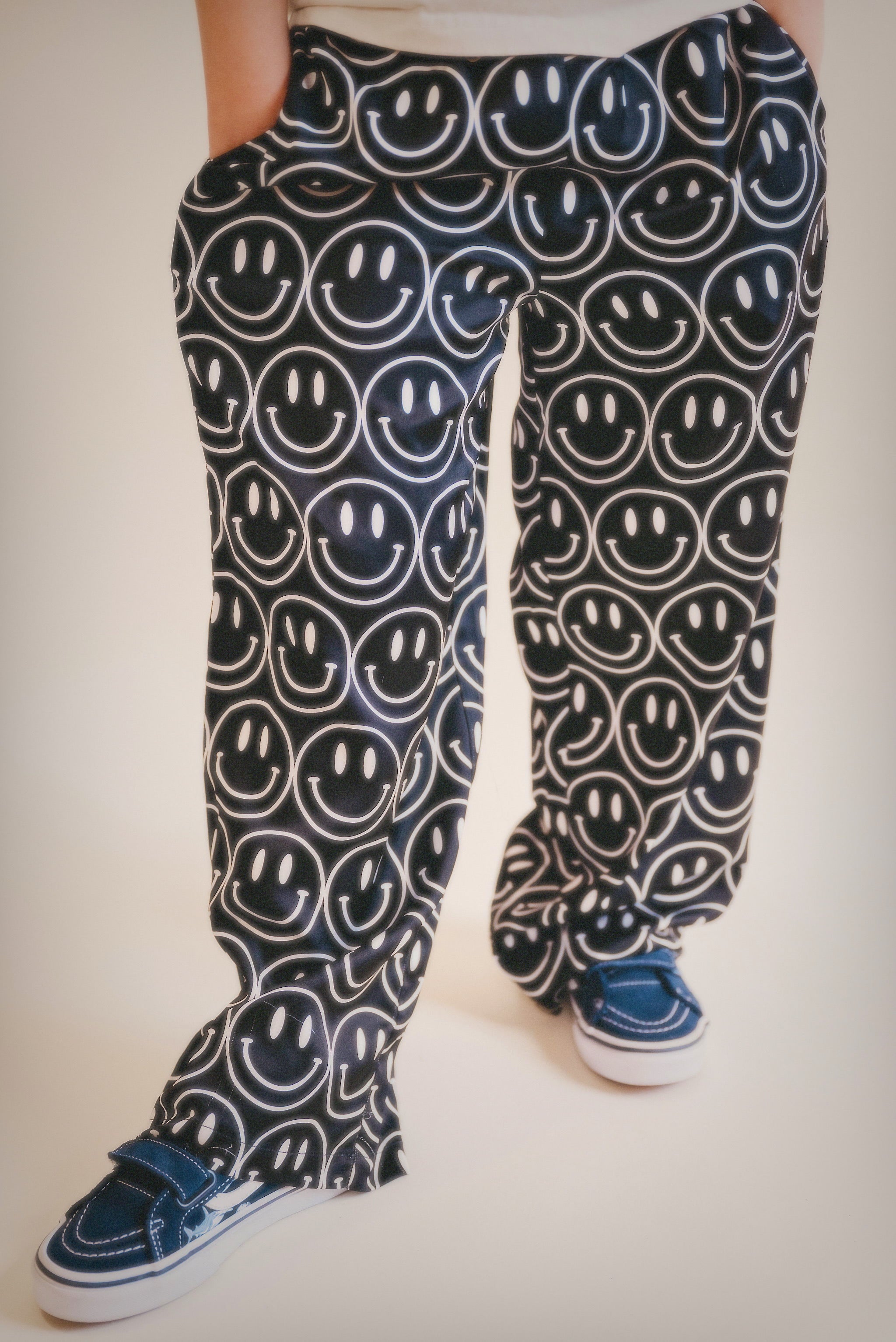 Main Character Smiley Satin Trousers - Kid Ave