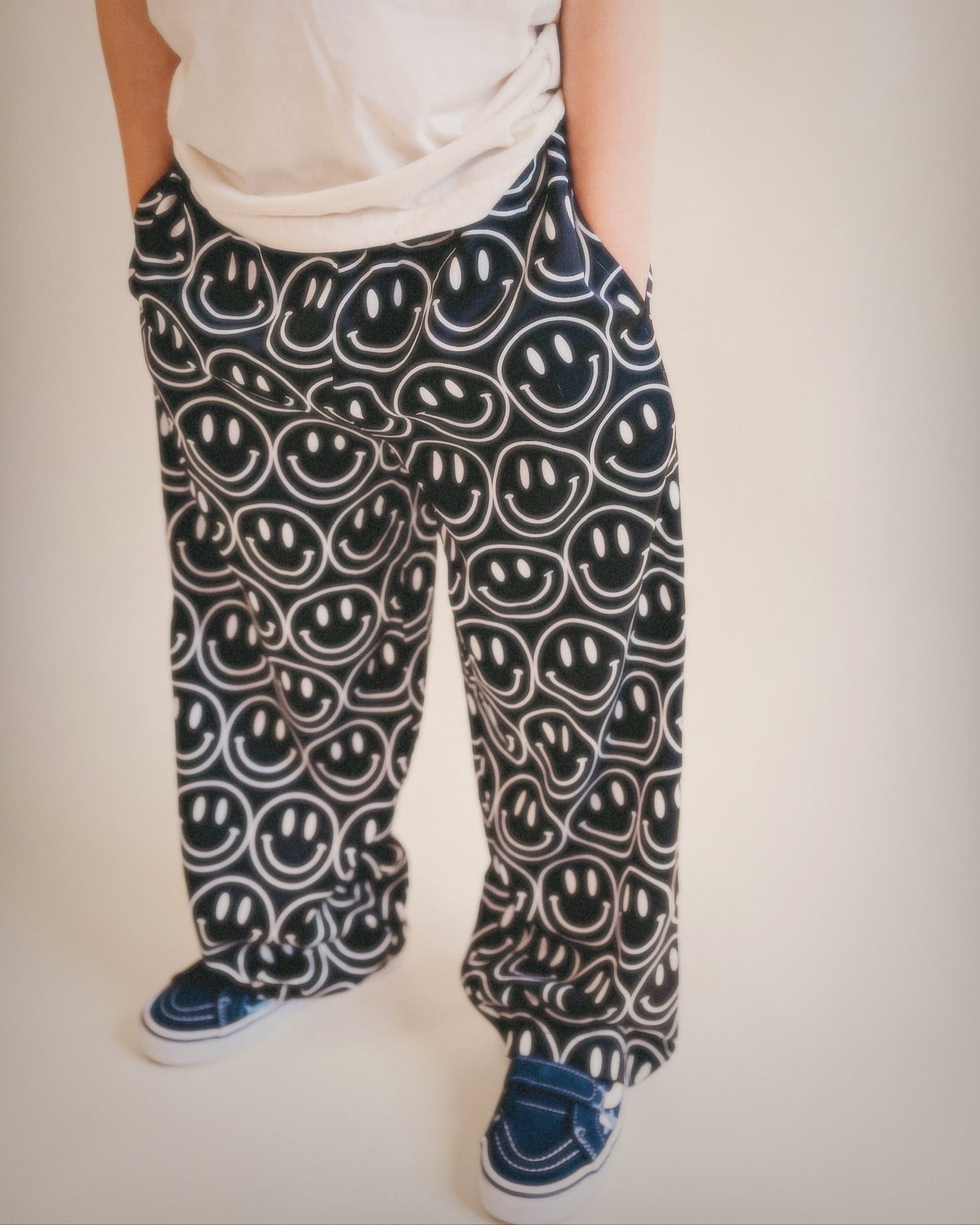 Main Character Smiley Satin Trousers - Kid Ave