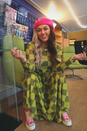 Grandma Green Checkered Mesh Dress **RESTOCKED**