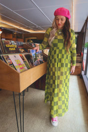 Grandma Green Checkered Mesh Dress **RESTOCKED**